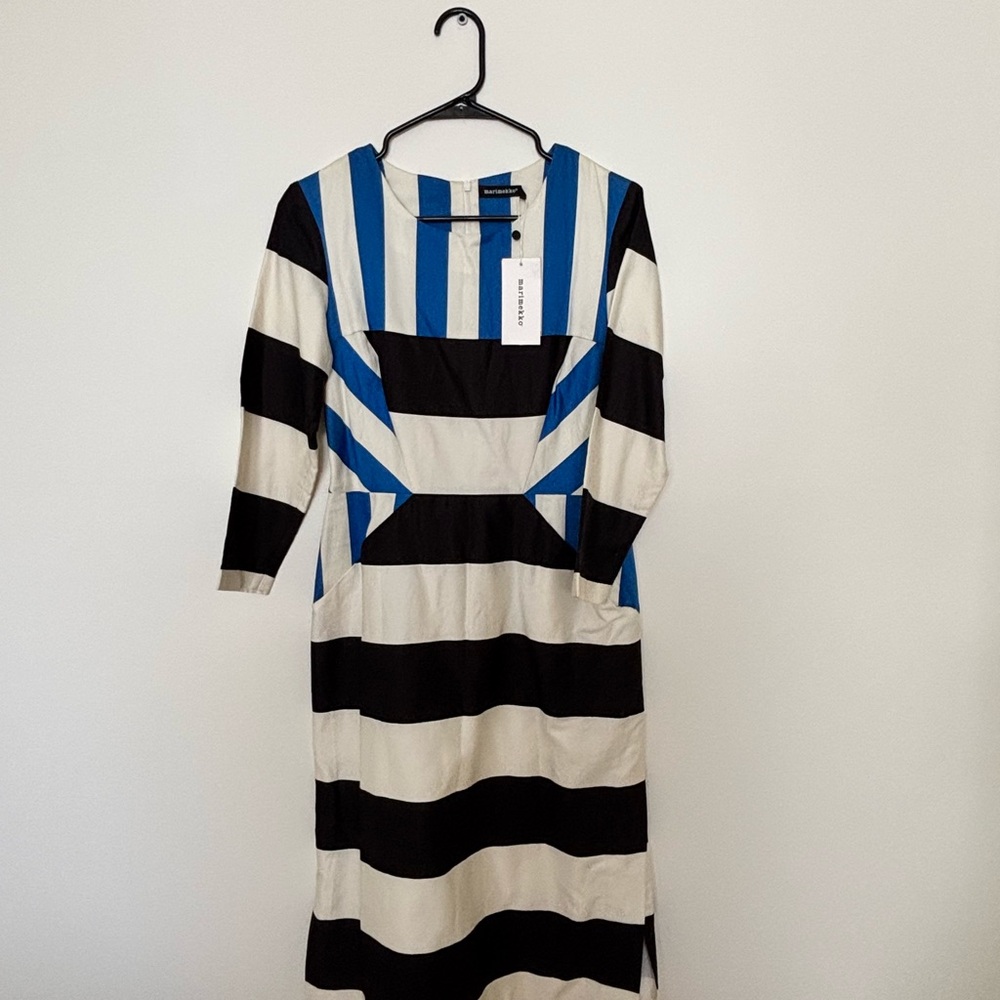 Marimekko insane!! Stylish Blue and Black Striped Dress — new with tags